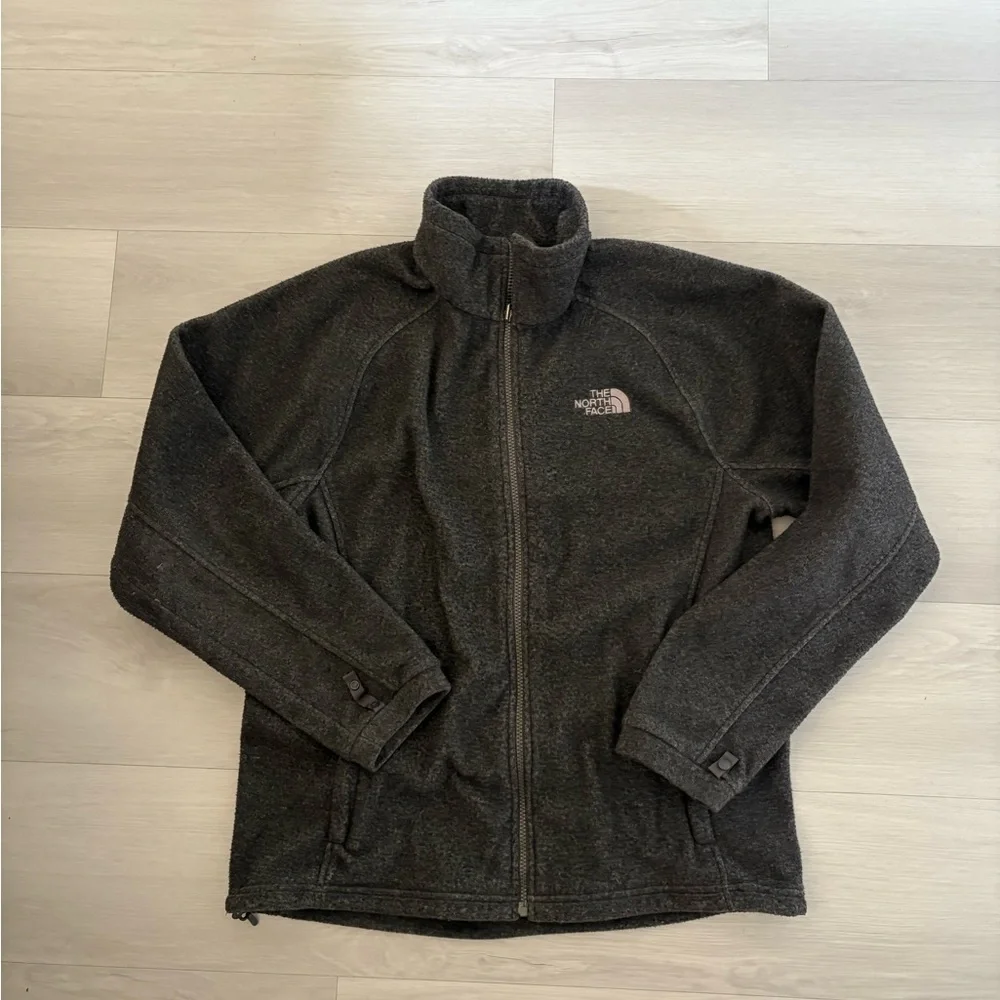 The North Face Fleece Jacket Mens M Gray‎ Full Zip Mock Neck Outdoor